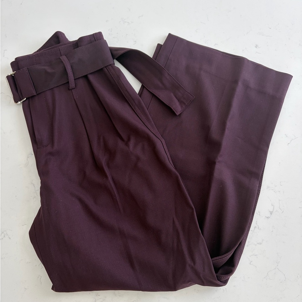 Club Monaco Wool Belted Wide Leg Trousers